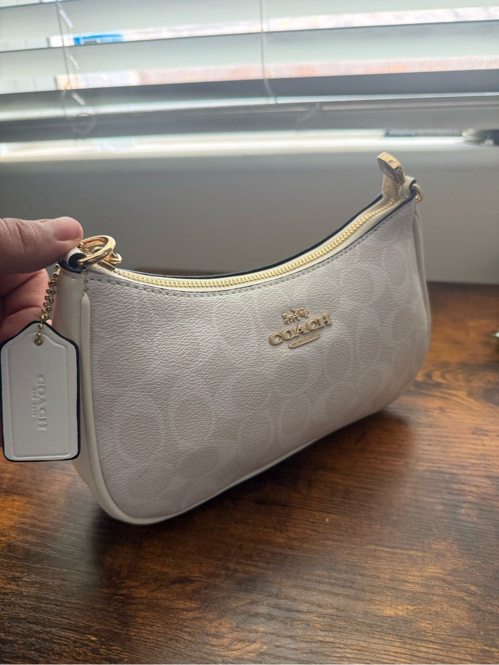Coach Mini Shoulder Bag in White with Gold Hardware